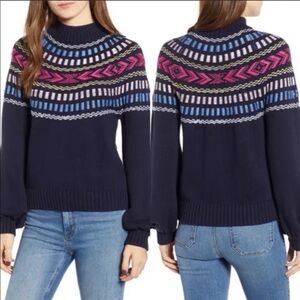 Rebecca Minkoff Raja Fair Isle Mock Neck Sweater S